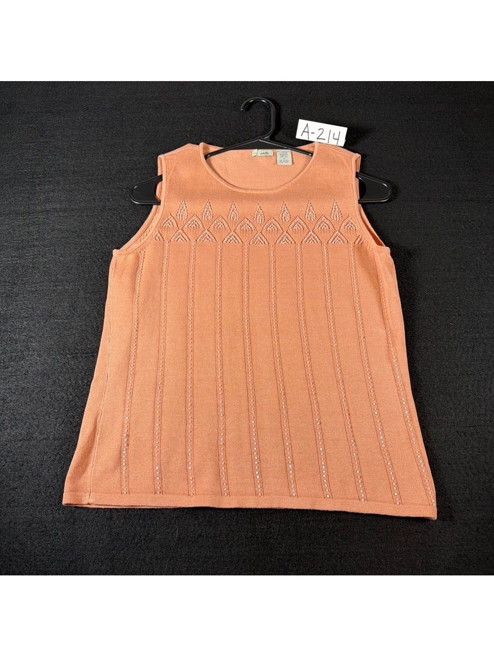 Odille Anthropologie Womens M Peach Beaded Knit Tank Top 100% Cotton Vintage